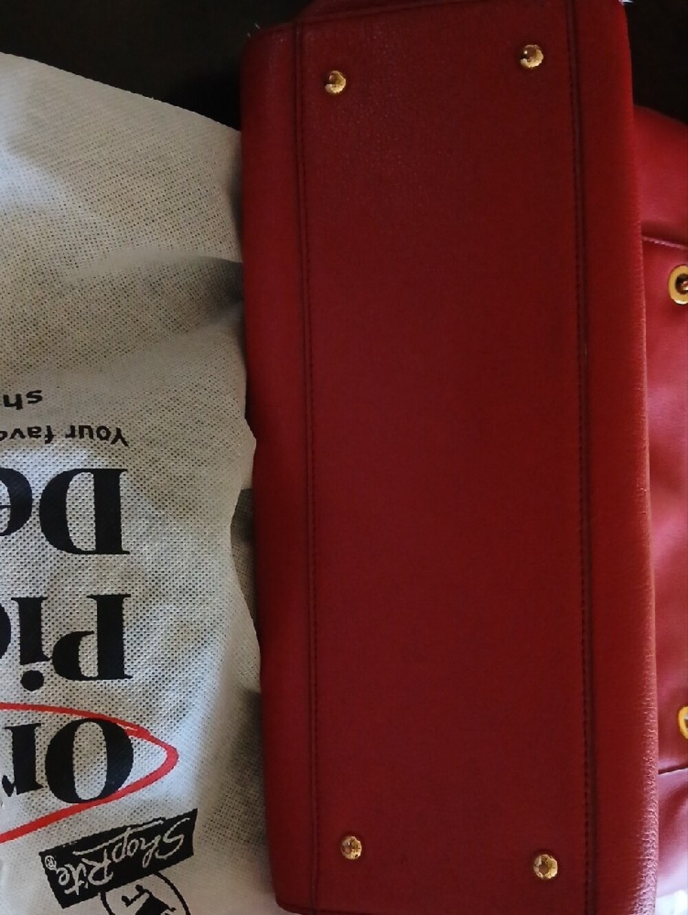 RALPH LAUREN Classic Red Tote with Gold Accent Hardware - Picture 3 of 5